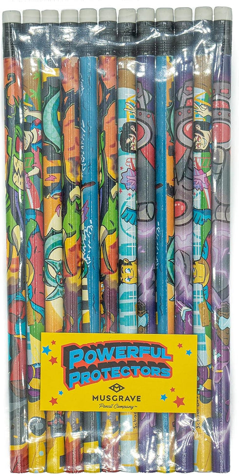 Superheroes Pencil Set - Pack of 12 Superheroes Design Pencils
