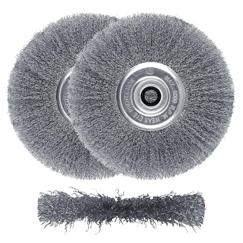 2Pcs 8 Inch Wire Wheel for Bench Grinder, High-Quality Brush for Rust Cleaning, Fits 1/2" & 5/8" Arbor