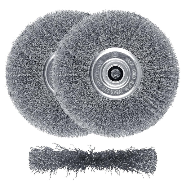 2Pcs 8 Inch Wire Wheel for Bench Grinder, High-Quality Brush for Rust Cleaning, Fits 1/2" & 5/8" Arbor