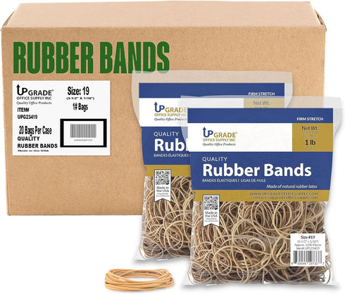 Upgrade Office Supply UPG23419PK2 Rubber Bands, Size #19, 1 lb. Bags, Natural Crepe Color, Made in USA