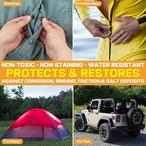 5 Pack Zipper Lubricant for Metal and Plastic, Instant Waterproof Zipper Lube, Long Lasting Universal Zip Grease