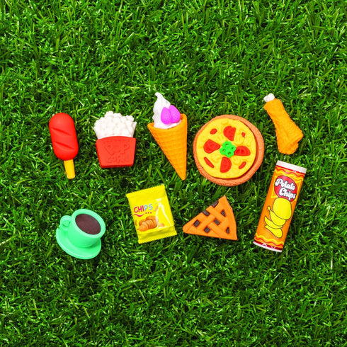 Raymond Geddes Snack Attack II 3D Erasers - 54 per Bag, 9 Quirky Snack-Themed Designs