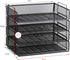 EASEPRES 4 Tier Stackable Desktop Document Letter Tray Organizer, The Mesh Collection, Black