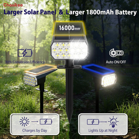 3 IP65, Solar Lights Outdoor Waterproof, Lighting Modes Solar Spot Lights Outdoor, LED Solar Spotlights, Ultra Bright