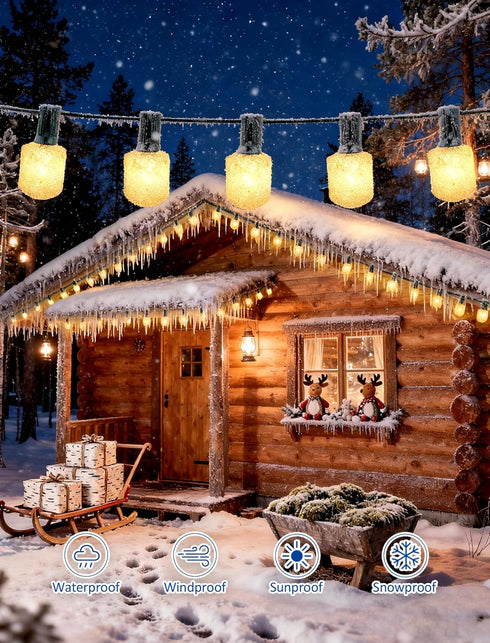Hobbynors 25FT 12+1 Bulbs Vintage Christmas Lights, Old Fashioned Christmas Lights Outdoor, Connectable Warm White