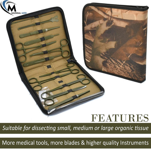 Advanced Dissection Kit, 24 Pieces, High Grade Stainless Steel Instruments for Anatomy, Biology, Medical Students