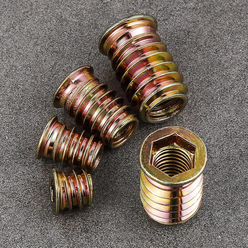 100 Pcs 5/16”-25 Threaded Insert for Wood, Hex Drive Wood Inserts Furniture Nuts