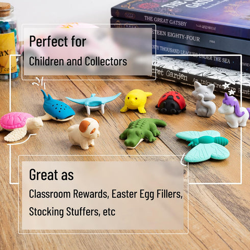 Mr. Pen Animal Erasers - Desk Pets for Kids Classroom, 30 Pack, Back to School Supplies