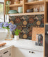 HAOKHOME 93291 Floral Boho Wallpaper, Peel and Stick Retro Mural, 17.7in x 6.6ft