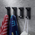 YIGII Towel Hook/Adhesive Hooks, Black Wall Hooks for Bathroom and Kitchen, Heavy Duty 4-Pack