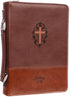 Christian Art Gifts Men's Classic Bible Cover – Cross John 3:16, Brown Faux Leather, Large