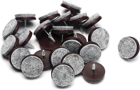 Nail on Felt Pads Furnigear Furniture Pads, 24Pack Chair Felt Pads for Hardwood Floors (1-1/2", Gray)