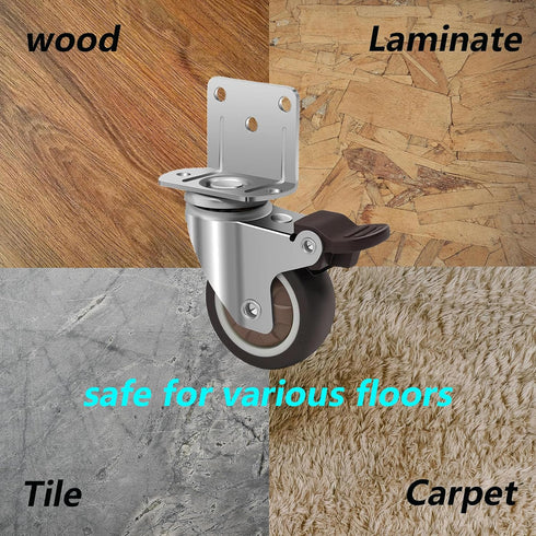 2 Inch Set 4,Rubber 300 LBS. Side Mount Casters of L-Shaped Small casters,Caster Wheels for Furniture casters,Crib