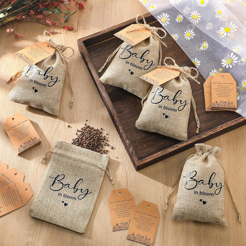 Fumete 50 Sets Baby Shower Party Favors, Baby in Bloom Mini Seed Packet Favors with Kraft Thank You Cards