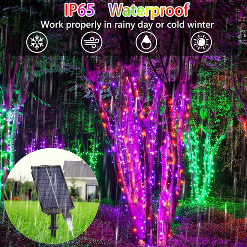 40Ft, 18 100 Solar String Lights Outdoor Waterproof Colors Changing LED Christmas Lights Solar Powered & USB