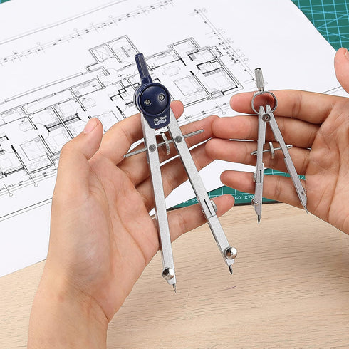 Mr. Pen Professional Geometry Set - 7 pcs Metal Compass with Shatterproof Storage Box, Drafting Tools