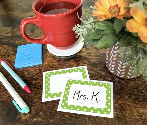 Teacher Created Resources Lime Polka Dots Name Tags No. 2 (5174)