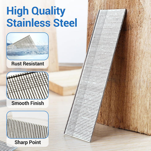 meite 18 Gauge Stainless Steel Brad Nails: 3/4 Inch 18GA Nails for Pneumatic and Electric Brad Nailer Gun