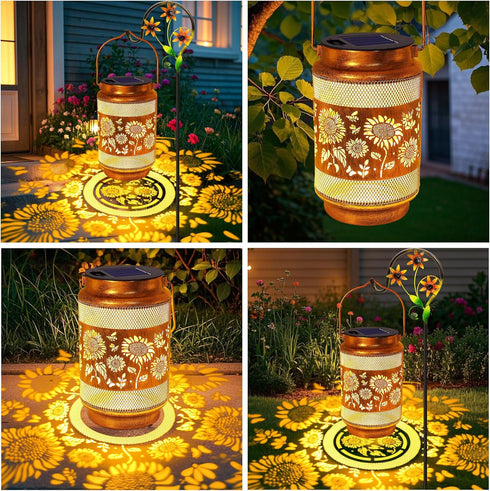 Sunflower Solar Lanterns Outdoor Waterproof with Shepherd Hook, Sunflower Gifts for Mothers Day Birthday Women Mom