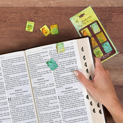 Christian Art Gifts Magnetic Scripture Bookmark Set with Bible Verse: God Gives Peace - John 14:27