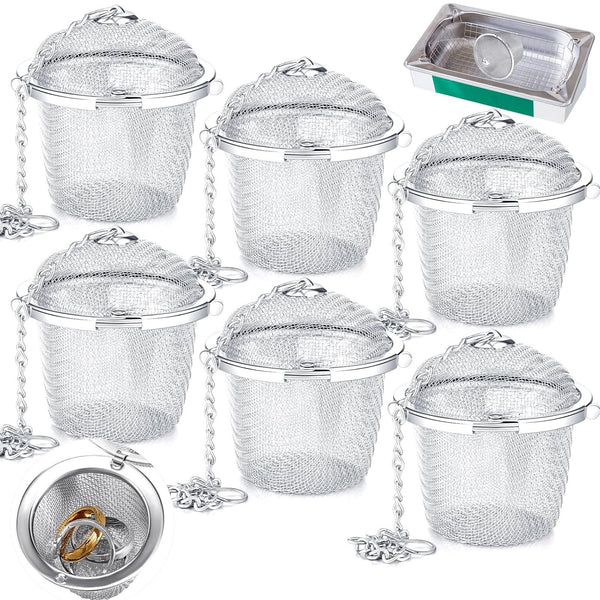 6 Pcs Ultrasonic Watch Parts Cleaner Baskets, Stainless Steel Jewelry Steam Cleaner Basket Mesh Ball Holder