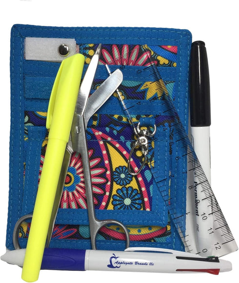 6 Piece Protective Lab Coat Pocket Organizer Kit, Beautiful Blue Paisley Pattern