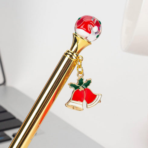 Christmas Novelty Pen and Leather Desk Stand Holder, Fun Writing Gift for Office Home Decor