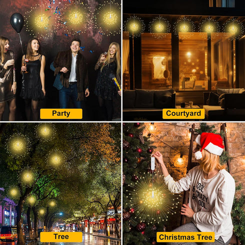 Dofulay 120 8 2 Pack Outdoor Lights Firework LED Waterproof Modes with Remote Wedding Decorative Hanging Lights