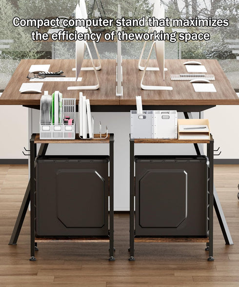 Akxomel 16.5" 2 W Computer Tower Stand with Charging Station and USB Port, Tier Mobile Floor PC Stand Fits Under Desk