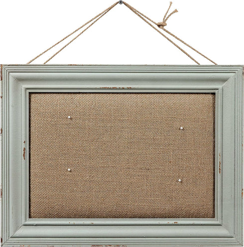 SOFE Cute Linen Small Bulletin Board, 15.7×12 Inches Decorative Cork Board with Blue Frame for Home Office School