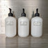 Plastic Bottles with Black Pumps + Customized Waterproof Labels - 16 oz. Squat Boston Round 3-Pack, White