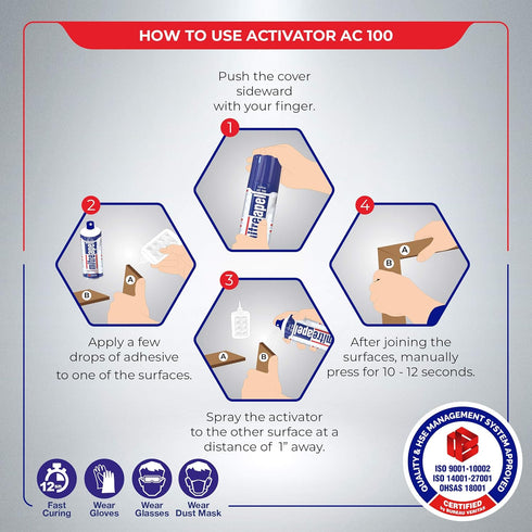 MITREAPEL Activator Spray (2 x 3.3 fl oz) - Accelerator for CA Super Glues (2 Pack)