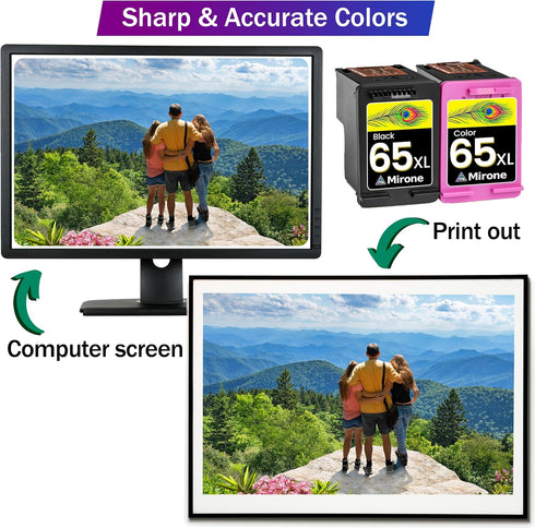 Mirone Remanufactured Ink Cartridges Replacement for HP Ink 65 65XL Black Color Combo Pack for DeskJet 3755 3700 (2pk)