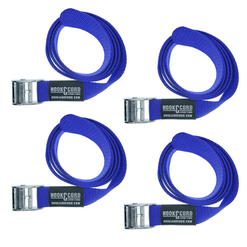 Straps & Buckles - Cinch Tie Down CAM Cargo Utility Lashing Straps - 1" Wide Heavy Duty Webbing (48" CAM - 4 PK, Blue)