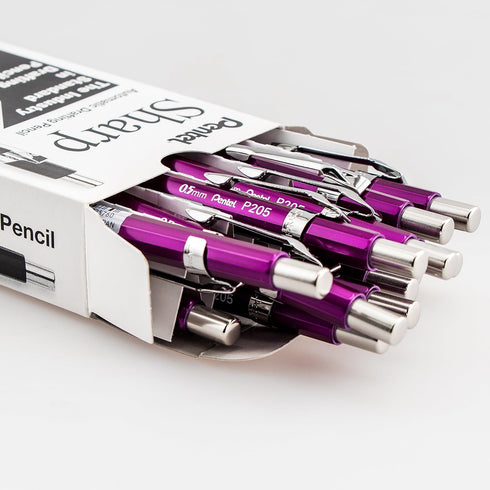 Pentel Sharp Mechanical Pencil, 0.5mm, Metallic Purple Barrel, Box of 12 (P205MV)