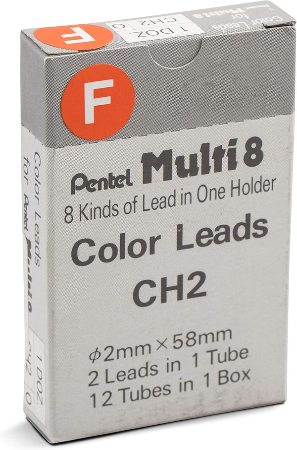 Pentel Arts 8 Colour Pencil Lead Refill, Orange, 24 Pieces of Lead