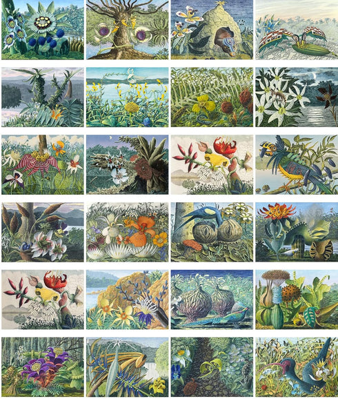 Large Stickers (24 pcs 2.5"x3.5" Each) Cool Strange Landscapes of Animals and Plants Vintage Postcards Retro Greeting Card Book Illustration Reprint by PIXILUV