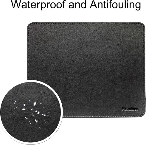 Leather Mouse Pad - Double Side Wood Mouse Pad, Waterproof Ultra Thin with Stitched Edge, 10.2 x 8.3 Inch, 1 Pack