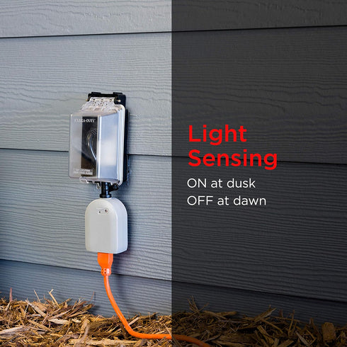 1 Pack, 53634 UltraPro Outdoor Outlet Timer, Dusk-to-Dawn Sensor, Single Outlet Light , Simple Automation