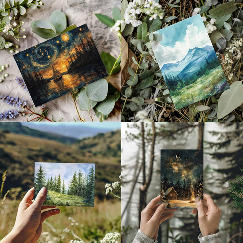 Blank Cards with Envelopes, Whimsical Watercolor Design Blank Greeting Cards 4x6, 40 Pack with Matching Rustic Envelopes