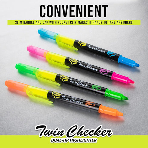 Pentel Twin Checker Dual-Tip Highlighter, Pack of 12, Chisel Tip, Yellow/Green Ink (SLW8-GK)