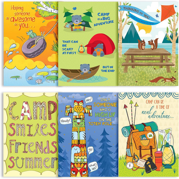 Designer Greetings Assorted Real Adventure Camp Cards, 6 Card Designs with Envelopes
