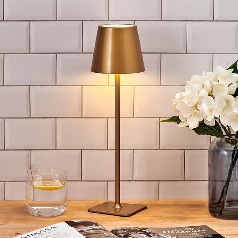 15-Inch 3 Dimming, 48 Elements Rechargeable LED Table Lamp - Metal Construction with Touch Control, Light Colors