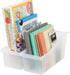 IRIS USA Plastic Connecting Book Bin and Paper Storage Container, 15" x 6", 8-Pack for Office Classroom, Clear