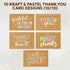 60 Pack 6x4in 10 Decorably Rustic Thank You Cards Bulk with Envelopes & Stickers, Folded Cute Kraft & Pastel Designs