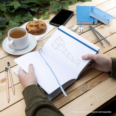 Pentalic Pocket Sketchbook: 3 x 4" Traveler Journal, 160 Pages, Bright Blue