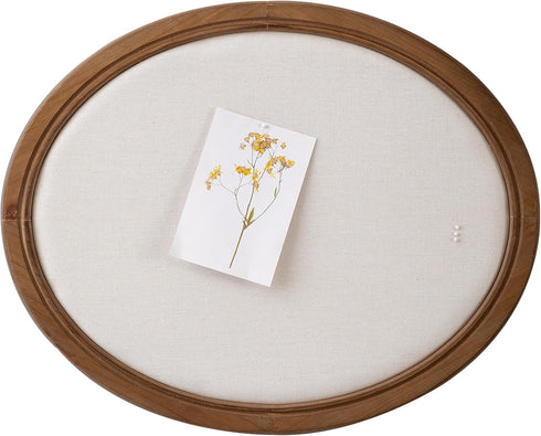 SOFE Oval Framed Linen Bulletin Board, 21 x 17 Inches, Unique Fabric Pin Board for Office Home School with Pins