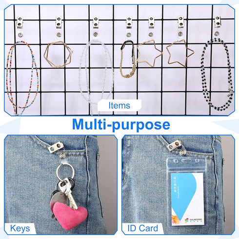 Metal Badge Clips, Double Hole ID Badge Clips with Clear PVC Straps, 400 Pack for Office Supplies