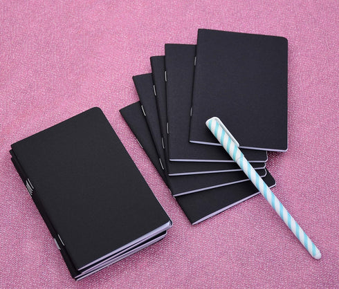 Yansanido 24 Pcs Pocket Notebook, 5.5 Inch x 3.5 Inch, Black Cover, 32 Sheets, 8 mm Ruled Pages, 70 Gsm Paper