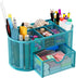 EasyPAG Mesh Desk Organizer, Multi-functional Stationery Holder for School Supplies, 9 Compartments, Blue